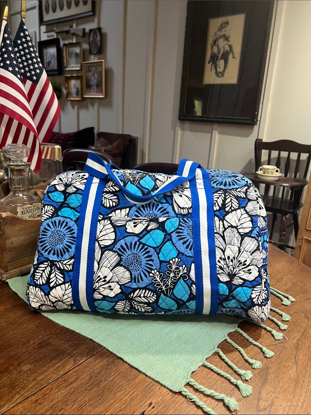 Vera Bradley Sport Duffel in Retired Bayou Blue Pattern